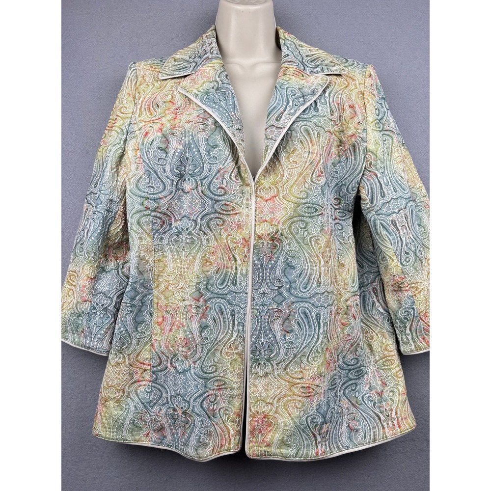 Susan Graver Blazer Womens S Paisley Hook Eye Lined 3/4‎ Sleeve